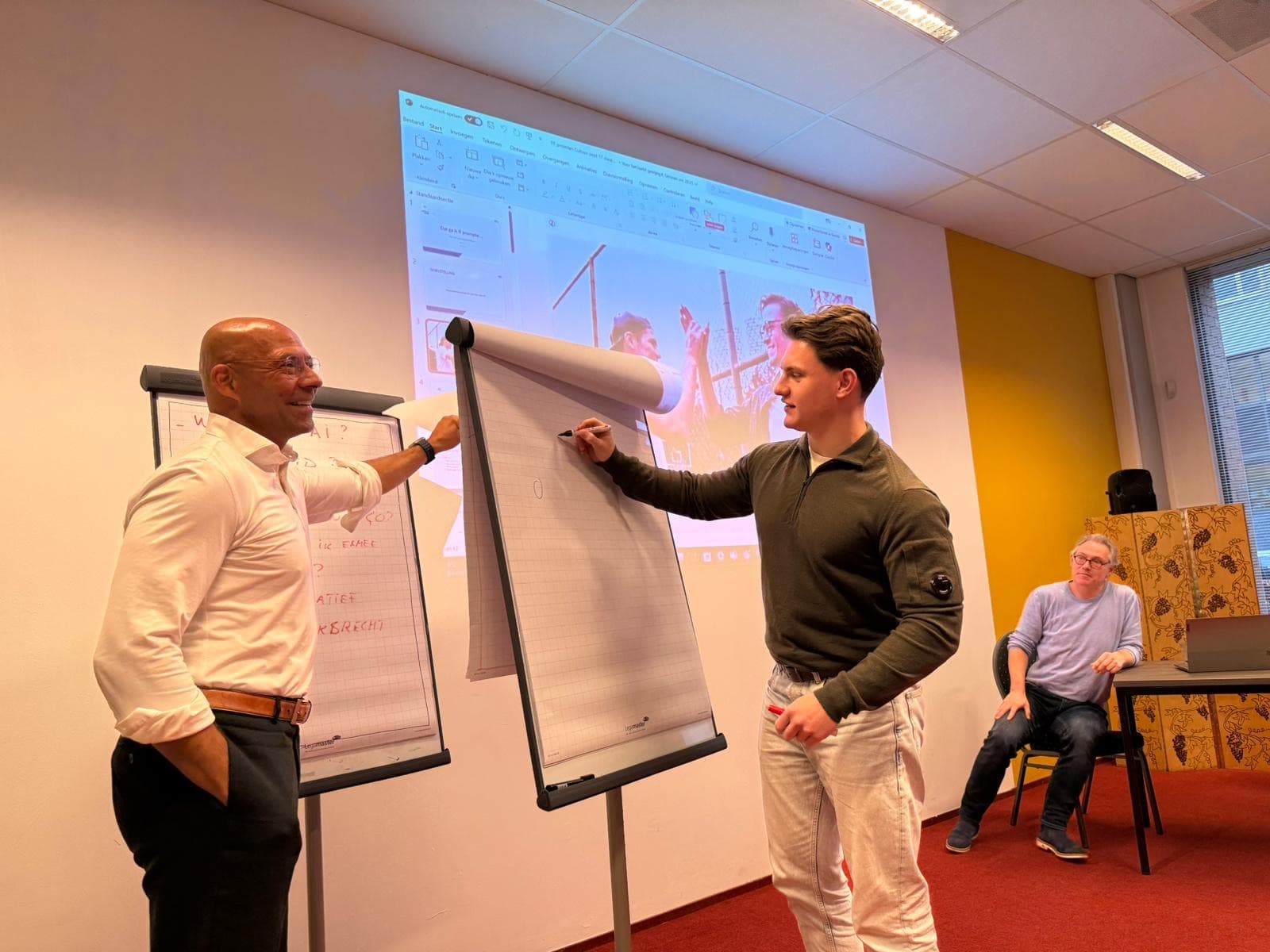 Humanaize fotoarchief Samen werken aan een flipover tijdens een training
